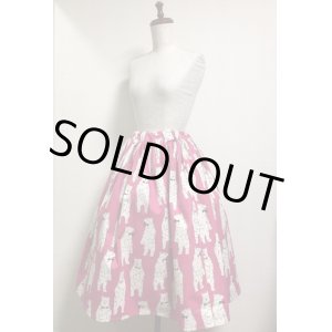 画像: ハンドメイドギャザースカート【蝶ネクタイベアー・ピンク系・６５ｃm丈】　