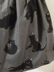 画像2: ハンドメイドスカート・シンプル黒猫柄【グレー系・50ｃm丈】　