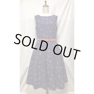 画像: 【セレクト商品】チェリー柄ワンピース【紺系・93c丈・送料込】
