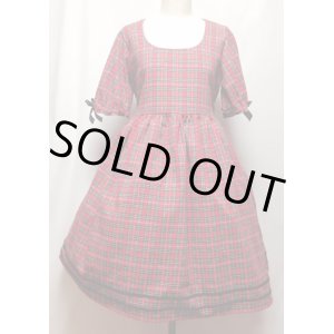画像: デイリーワンピース+ヘッドドレスセット【赤タータンチェック・ハイウエスト90c丈】