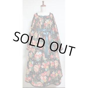 画像: デイリーシャーリングワンピース【和柄×黒系・120c丈】