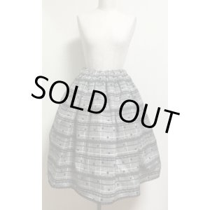 画像: ハンドメイドギャザースカート【グレンチェック水玉柄・黒系・57ｃm丈】　