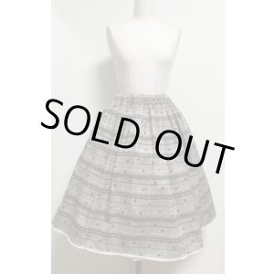 画像: ハンドメイドギャザースカート【グレンチェック水玉柄・茶系・55ｃm丈】　