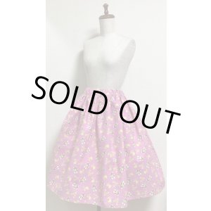 画像: ハンドメイドギャザースカート【ピンク系ぬいぐるみ柄・57c丈】