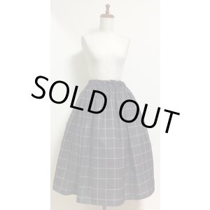 画像: ハンドメイドギャザースカート【チェック柄・黒系・70c丈】
