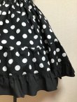 画像2: ハンドメイド３段ティアードスカート【黒×白水玉・53c丈】