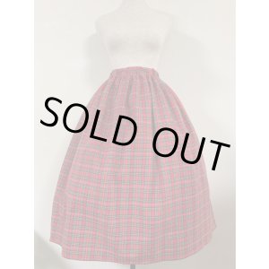 画像: ハンドメイドギャザースカート【タータンチェック赤・75c丈】