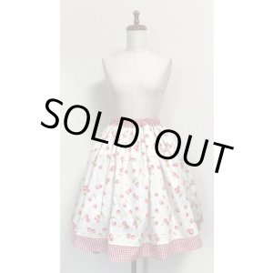 画像: ハンドメイドギャザースカート【チェリー柄・55c丈】