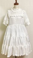 画像5: 小公女３段ティアードドレス【ツヤ白ストライプ（やや薄手生地】