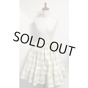 画像: ハンドメイド２段ティアードスカート【ネコ柄・ミント系・54ｃｍ丈・2010183】