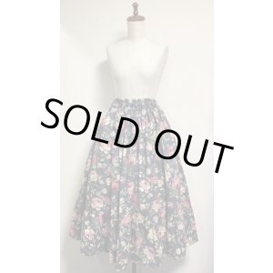 画像: ハンドメイドギャザースカート【薔薇柄・79丈】