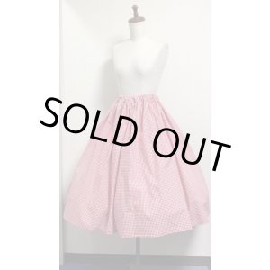 画像: ハンドメイドギャザースカート【ギンガムチェック赤・67ｃ丈】