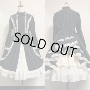 画像: 【ドレス＋ペチコート】アンティークドールドレスセット【黒×生成フリル】