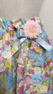 画像3: コサージュ+マスク付き和柄サーキュラースカート【水色系68cm丈】