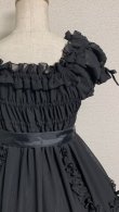 画像9: フリルシャーリングドレス【黒】