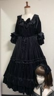 画像1: シャーリングドレス・ヘッドドレスセット【黒】