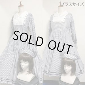 画像: 【レギュラーサイズラスト1点！】クラシカルナースワンピース【黒ストライプ（2サイズ展開）】