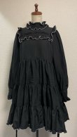 画像7: 長袖小公女ドレス【黒・ピコフリル】