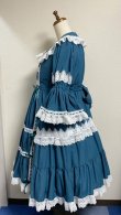 画像3: ノスタルジックプリンセスドレス【ブルーグリーン×白レース・プラスサイズ】