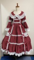 画像1: ノスタルジックプリンセスドレス【ボルドー×白レース・レギュラーサイズ】