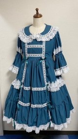 画像: ノスタルジックプリンセスドレス【ブルーグリーン×白レース・プラスサイズ】