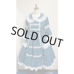 画像: 【ラスト1点】ノスタルジックプリンセスドレス【ブルーグリーン×白レース・プラスサイズ】