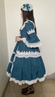 画像10: 円形ヘッドドレス【ブルーグリーン×白レース】