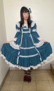 画像1: ノスタルジックプリンセスドレス【ブルーグリーン×白レース・レギュラーサイズ】