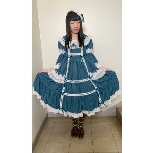 画像: ノスタルジックプリンセスドレス【ブルーグリーン×白レース・レギュラーサイズ】