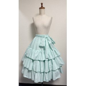 画像: ミルフィーユフリルスカート（レギュラー丈65cm）【ミントストライプ】