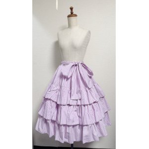 画像: ミルフィーユフリルスカート（レギュラー丈65cm）【ラベンダーストライプ】