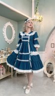 画像7: ノスタルジックプリンセスドレス【ブルーグリーン×白レース・プラスサイズ】