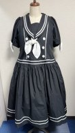 画像2: ノスタルジックセーラーワンピース【プラスサイズ・黒・丈2種類】