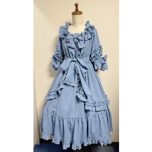 画像: 半袖シャーリングドレス【水色】
