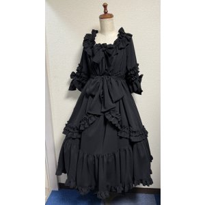画像: 半袖シャーリングドレス【黒】