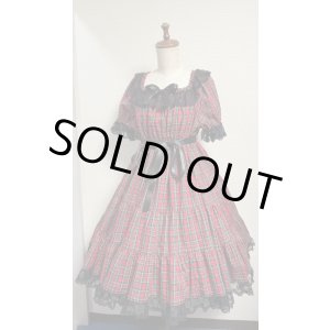 画像: 4デイリーシャーリング3段ティアードワンピース【赤チェック・92cm丈】