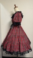 画像5: 4デイリーシャーリング3段ティアードワンピース【赤チェック・92cm丈】