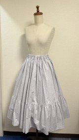 画像: ハンドメイド2段ティアードスカート【小花柄ラベンダー系・70cm丈】