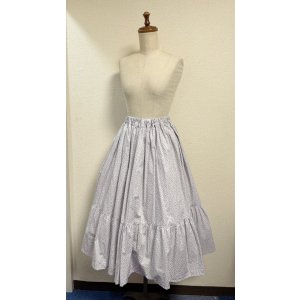 画像: ハンドメイド2段ティアードスカート【小花柄ラベンダー系・70cm丈】
