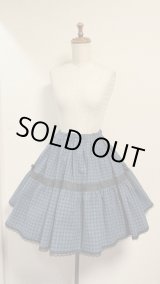 画像: ハンドメイド2段ティアードスカート【緑チェック柄・49cm丈】