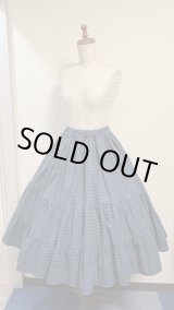 画像: ハンドメイド3段ティアードスカート【緑チェック柄・67cm丈】