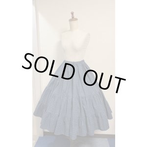 画像: ハンドメイド3段ティアードスカート【緑チェック柄・67cm丈】