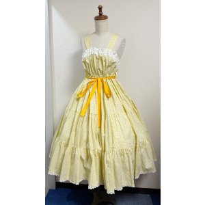 画像: デイリーシャーリングジャンパースカート【小花柄・イエロー系・108c丈】