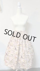 画像: ハンドメイドギャザースカート【ネコ柄ピンク系・70cm丈】