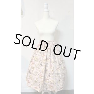 画像: ハンドメイドギャザースカート【ネコ柄ピンク系・70cm丈】