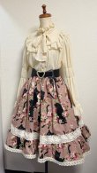 画像5: ハンドメイドギャザースカート【猫柄ピンク色・59cm丈】
