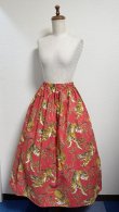 画像1: ハンドメイドギャザースカート【虎柄朱色・78cm丈】