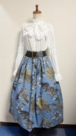 画像2: ハンドメイドギャザースカート【鶴亀柄空色・77cm丈】