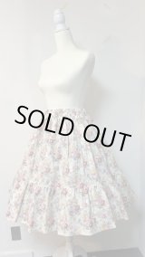 画像: ハンドメイドギャザースカート【花柄2段白系・60cm丈】