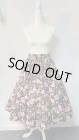 画像: ハンドメイドギャザースカート【和柄黒系・70cm丈】